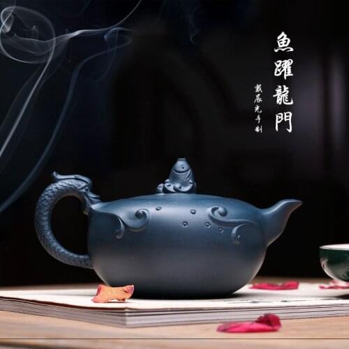 Yixing famous fish, dragons are recommended chlorite household pure manual teapot tea leap of the republic of China
