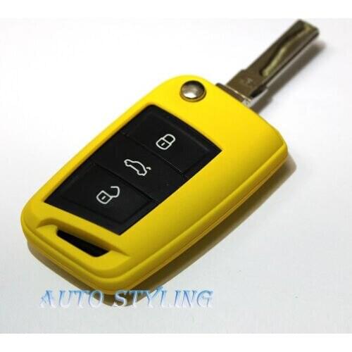 Yellow Key Cover For Skoda Octavia 3 III MK3 Case Remote Fob Protector Shell 40y