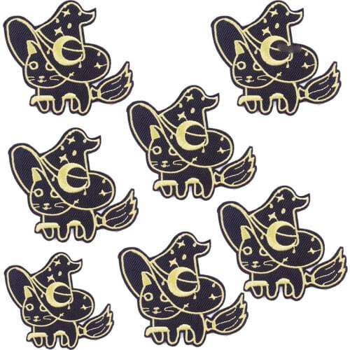 10Pcs/Set Cat Patch Iron On Patches On Clothes Thermoadhesive Patches Animals Embroidered Patch For Clothing Appliques Stripes