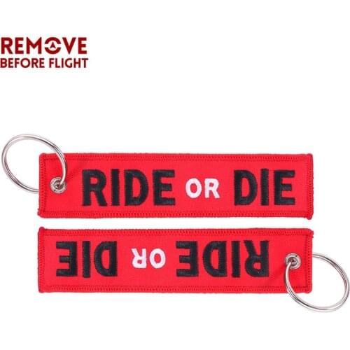 20 PCS RIDE OR DIE Keychain Fashion Key Chain for Motorcycle Jewelry Embroidery Key Tag Aviation Gift llavero Key Ring for Cars