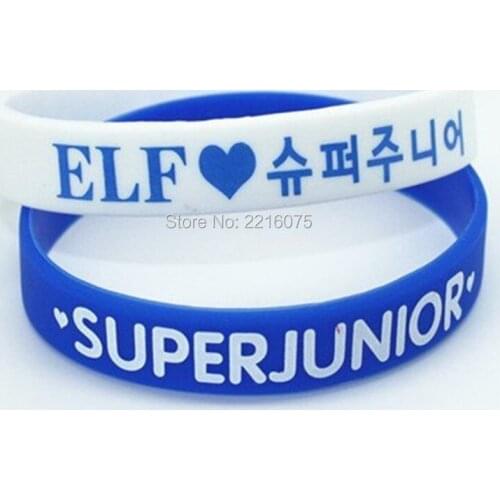 300pcs printed 4 colour K-POP Super Junior SJ wristband silicone bracelets free shipping by DHL express