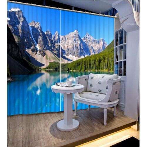 3D Curtain Bed Room Living Room Office Hotel Cortinas Snow Mountain Green Woods Blue Lake Curtain For The Bedroom