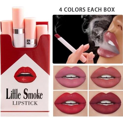 4 Pcs/sets of Cigarette Lipstick Matte Velvet Foggy Lipstick Lipstick Matte Lipstick Set Lipsticks Unique Makeup Lovely Z005