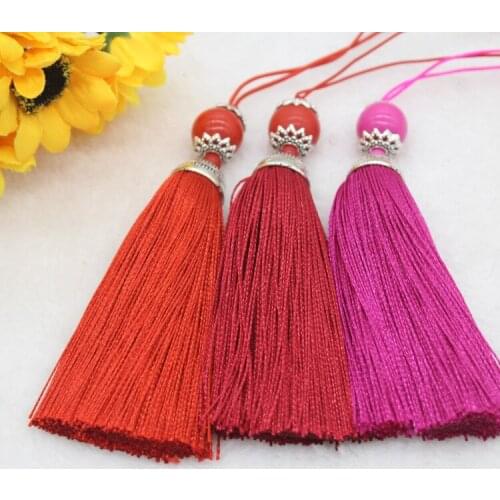 5pcs 8cm Hanging Rope Beads Silk Tassel Fringe Sewing Tassel Trim Key Tassels for DIY Embellish Curtain Accessories Wholesale