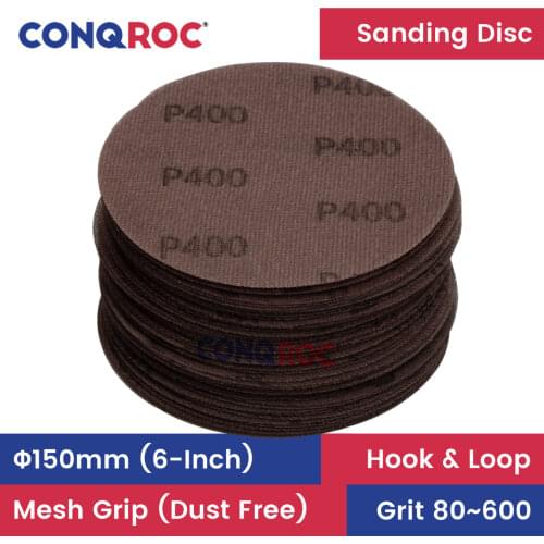 50 Pieces 150mm 6-Inch Mesh Grip Sander Discs Dust Free Grid Line Abrasive Mesh Sanding Discs Hook Loop Sandpa Dry Sanding Paper