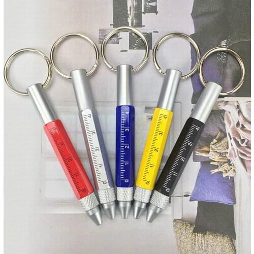 500PCS/Lots Creative Stationery Multifunctional Ball Pen Key Chain Tool Pen Scale Metal Tool Pens