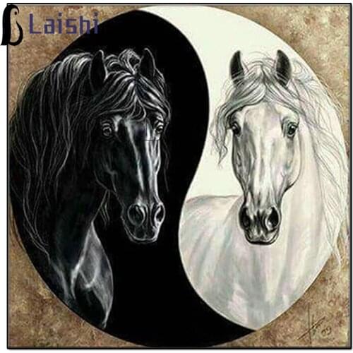 5D Diy Daimond Painting Tai Chi & horse 3D Diamond Painting Round Rhinestone Diamant Embroidery animal Mosaic sets home decor