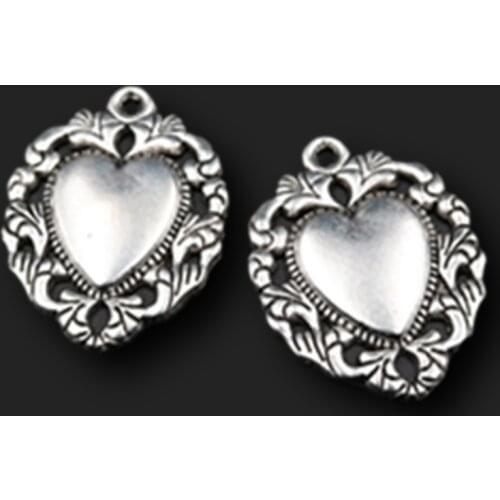 6pcs Silver Plated Catholic Sacred Heart Pendants Religious Bracelet Necklace Accessories DIY Charms For Jewelry Crafts Making