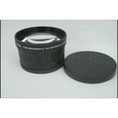 77mm 2.0X TELE Telephoto Lens for Digital Camera 2X 77 Black