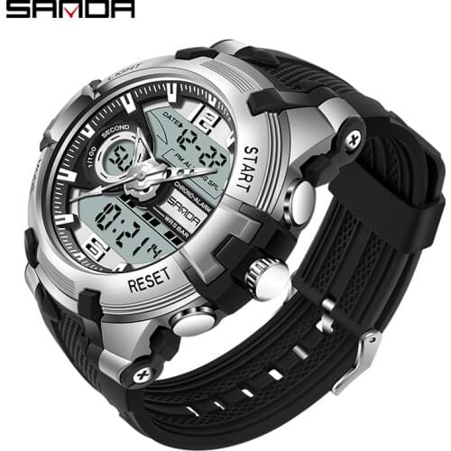 SANDA mens military watch G style brand sports watch LED digital fashion waterproof watch S shock male clock Relogio Masculino