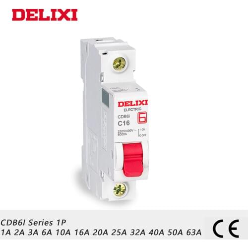 DELIXI CDB6i 1P Mini Circuit breaker 230/400V AC 1A 2A 3A 6A 10A 16A 20A 25A 32A 40A 50A 63A 50HZ C curve MCB