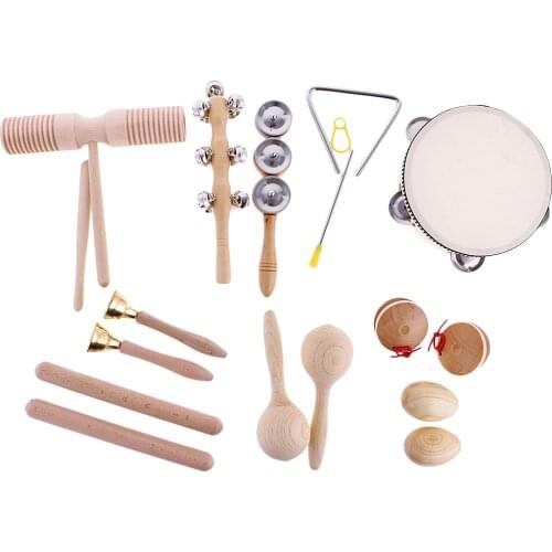 1 Set Kids Ryhthem Toys Hand Bell Shaker Egg Finger Castanets Tambourine Children Hand Percussion Instrument Early Learning Toy