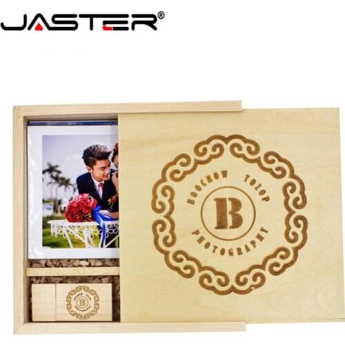 JASTER (1PCS free LOGO) maple wooden photo Album+BOX usb flash drive pendrive 4GB 8GB 16GB 32GB 64GB wedding photofraphy gift