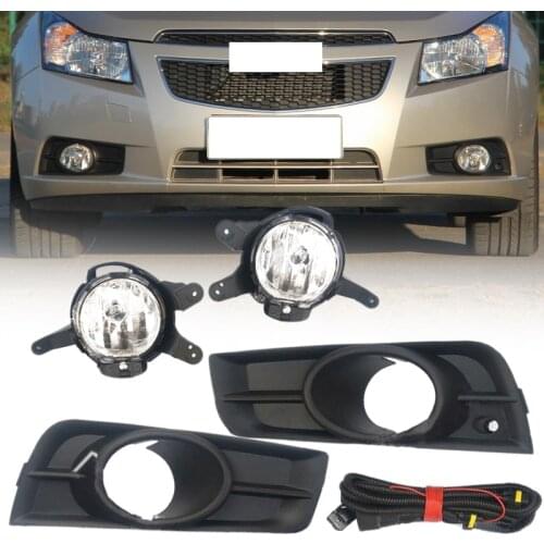 2pcs Front Bumper Fog Light & Harness & Lamp Frame Cover Trim Kit Fit For Chevrolet Holden Cruze 2009-2013 2014 Car Accessories