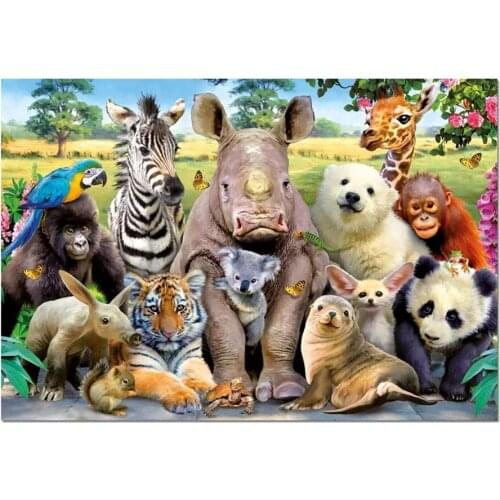 Square Diy Diamond Embroidery rhinoceros tiger giraffee 5D Diamond Mosaic Diamond Painting full round Cross Stitch Needlework