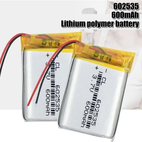 3.7v 600mah 602535 062535 Lithium ion Polymer li ion Rechargeable Battery For DVR GPS MP4 Tachograph bluetooth headphone battery