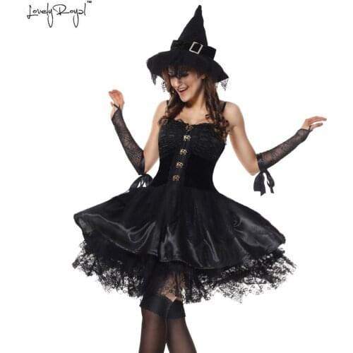 LoveyRoyal Sexy costumes Bad Magic Moment Elf Carnival Fancy Gothic Black Corset Cosplay Witch Costume Sexy Halloween Costumes