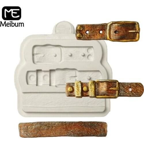 Meibum Leather Belt Shape Silicone Fondant Cake Mold Strap Gum Paste Sugar Craft Mould Dessert Pastry Pan Decorating Tools
