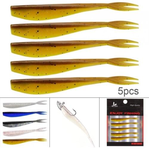 5pcs/lot PVC Fishing Lure Set 7cm 1.2g Soft Baits Wobblers Fishing Lure Fishing Tackle with Glitter Sequins