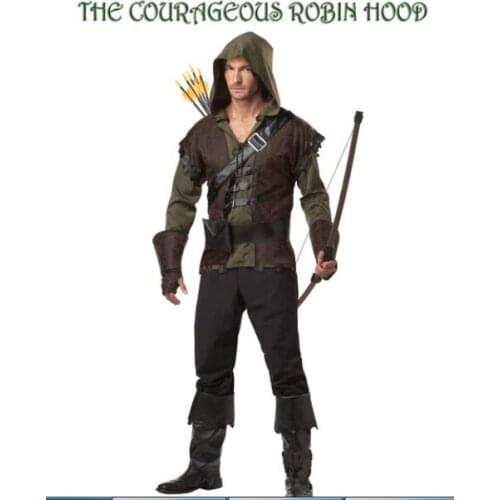 2019 new best seller adult Mens Robin Hood Hooded Medieval Archer Fancy Dress Halloweeen Costume
