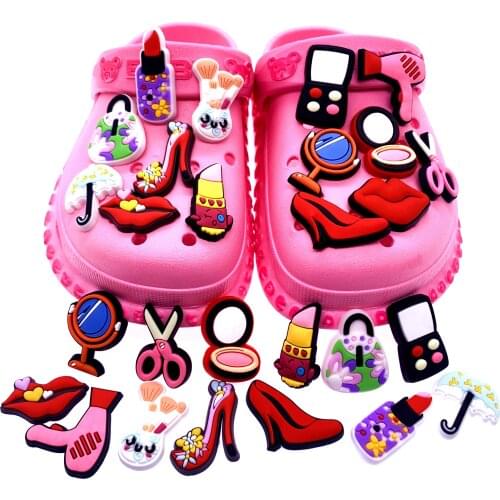 50PCS Wholesale Mix Cartoon Barber Equipment Series Croc Decoration Makeup Wristband Accessories Shoes Charms Kids Gifts