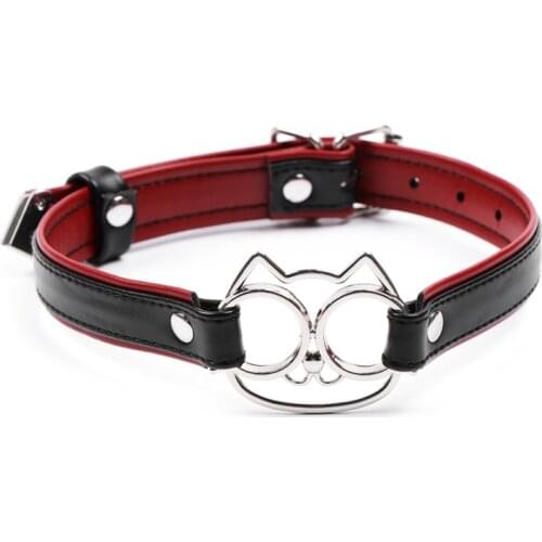Couples Sex Game Leather Slave BDSM Collar Fetish Catwomen Bondage Restraint Accessories Collar with Cat-Ring Sex Toys for Women