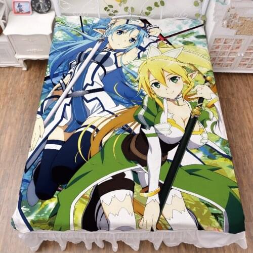 Anime Sword Art Online SAO character sexy girl Asuna Ayano Keiko Yui Kirigaya bed milk fiber sheet & flannel blanket 150x200CM