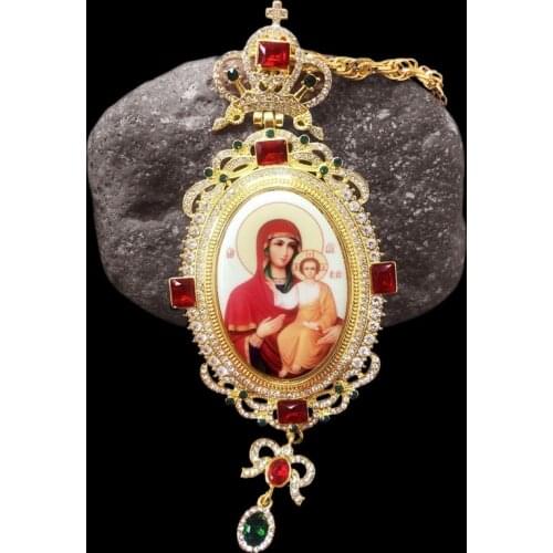 Orthodox rounded Pectoral Cross design religious icon byzantine Crucifix necklace catholic gift Pendant Pendant Long Necklace