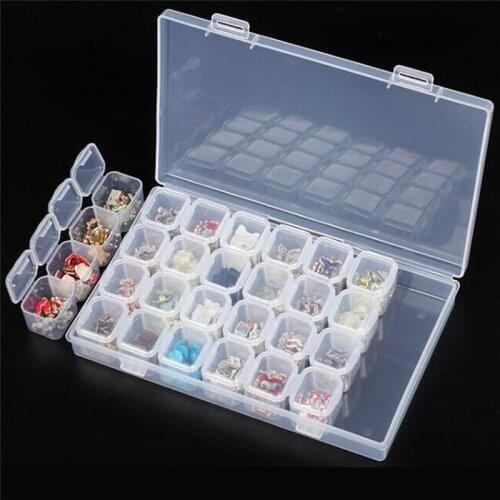 28 Compartment Empty Nail Art Decoration Storage Case Box Nail Glitter Rhinestone Crystal Beads Accessories Container Nail Tool