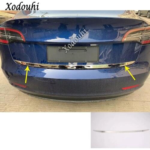 For Tesla Model 3 Model3 2018 2019 2020 Car Stainless Steel Rear Back Door License Tailgate Bumper Frame Plate Trim Lamp Trunk