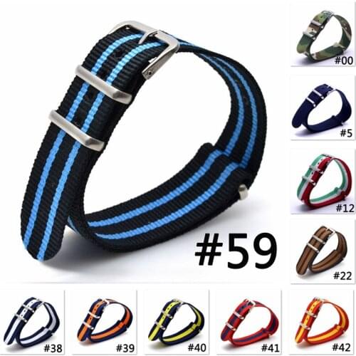 Watch Band Strap 18mm 20mm 22mm 24mm Flexible Adjustable Breathable Dust-Proof Nylon Wristband Nato Nylon Wristwatch Bands