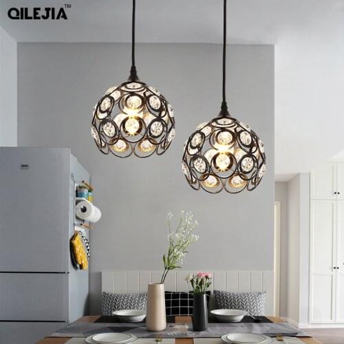 Modern Luxury E27 Crystal Pendant Lights Led Nordic white/black color Hanging Lamp For Living Room Kitchen Lighting Fixtures