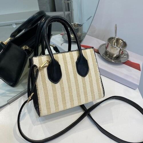 Square Mulit Style Straw+leather Handbag Women Summer Rattan Bag Handmade Woven Beach Circle Bohemia Shoulder Bag New Fashion