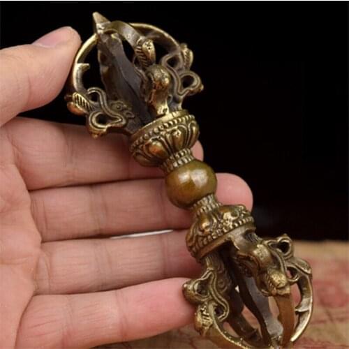 TANTRIC BUDDHISM SUPPLY DHARMA-VESSEL HIGH-END MANUAL MOLTEN PURE BRASS PARTICULAR ARCHAISTIC XIANGMO-CHU AUSPICIOUS DECOR R2008