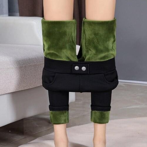 Streetwear Women Office Thick Warm Fleece Winter Pants High Waist Pencil Pants Korean Trouser Mujer Pantalones Kobieta Spodnie