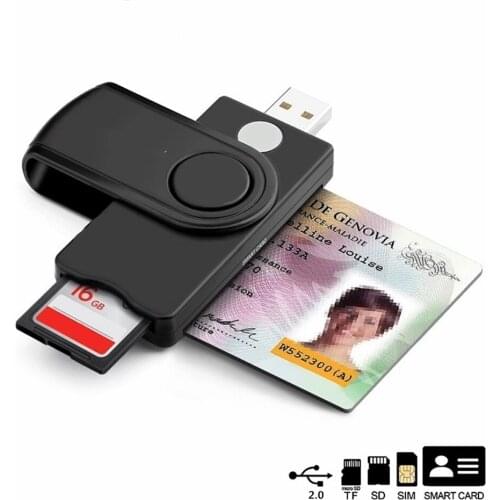 USB 2.0 Smart Card Reader micro SD/TF memory ID Bank EMV electronic DNIE dni citizen sim cloner connector adapter