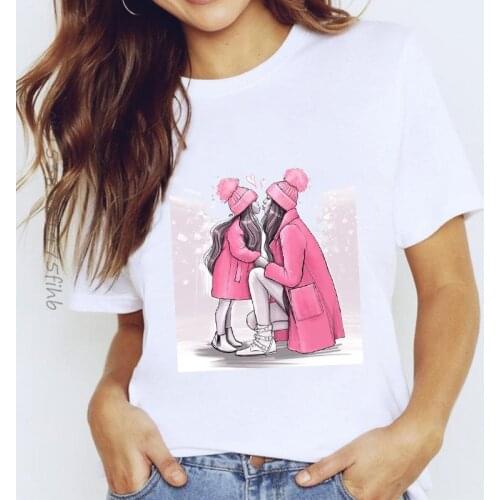 Premium T-Shirts Top For Women Cartoon Winter Warm Mom Momlife Love Mama Clothing Lady Graphic T Shirt Ladies Female Tee T-Shirt