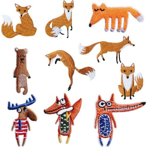 1pcs High Quality Iron On Fox Patches Sewing Embroidered Applique for Jacket Clothes Stickers Badge DIY Apparel Accessories