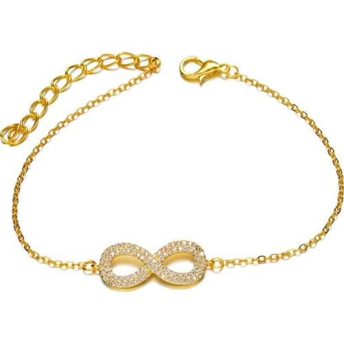Top Quality Charm Womens Bracelets Micro Pave Cubic Zirconia Simple Infinity Symbol Brass Metal Jewelry Bracelets