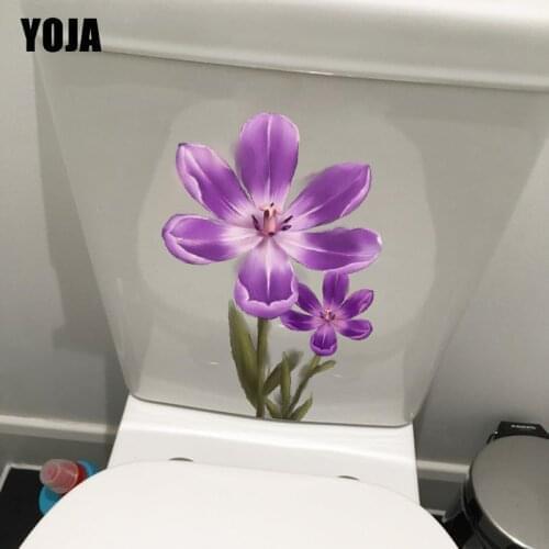 YOJA 16.3X22CM Watercolor Purple Flower Fashion Living Room Wall Sticker Toilet WC Decoration T1-1467
