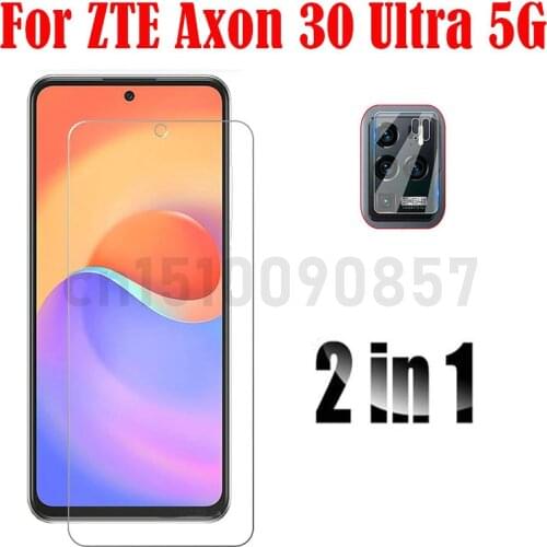 3-in-1 Camera Tempered Glass On For ZTE Axon 30 Ultra 5G 6.67" ScreenProtector Glass For ZTE Axon 30 Ultra 5G 6.67" 2.5 D Glass
