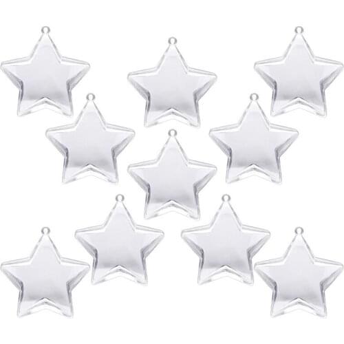 10 Sets 80mm DIY Fillable Balls Clear Plastic Ornaments Balls Christmas Tree Ornament Bauble Party Supplies (Star Shape)
