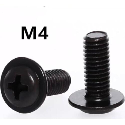 1000/500PCS M4 PWM DIN967 Black 304 Stainless steel Pan Padded Screws Referral Computer Case Chassis Fixed Motherboard Screws