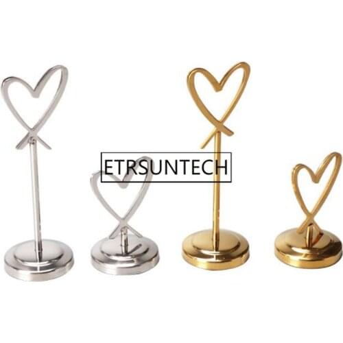 20pcs Stainless Steel Heart Shaped Table Number Place Card Holder Menu Stand for Wedding Restaurant Home Decoration