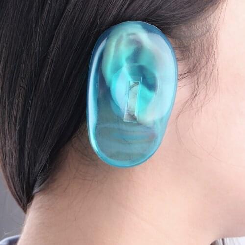 Newly 2PCS Clear Silicone Ear Cover Hair Dye Shield Protect Salon Color Blue New
