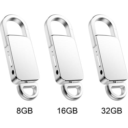 32GB Unremarkable Intelligent Noise Reduction Keychain Recording Device for Meetings Lectures Silver