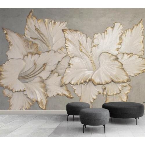Customized wallpaper 3d beautiful embossed magnolia TV sofa background wall living room bedroom hotel decoration mural фотообои