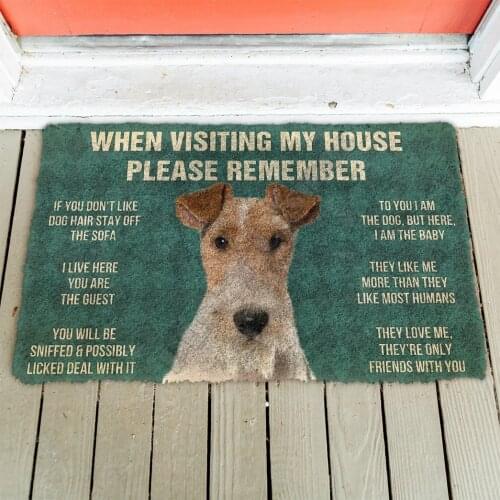 3D Please Remember Fox Terrier Dogs House Rules Doormat Non Slip Door Floor Mats Decor Porch Doormat
