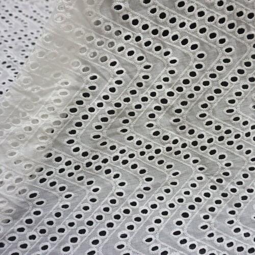 White Geo Floral Hollow Lace Cloth Embroidered Womens Summer Cotton Cloth Hollow Lace Fabric