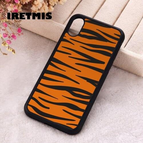 Iretmis 5 5S SE 2020 Phone Cover Case for iPhone 6 6S 7 8 Plus X Xs XR 11 12 Mini Pro Max Rubber Silicone Tiger Skin Pattern